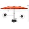 Costway 15FT Double-Sided Twin Patio Umbrella Outdoor Market W/ Crank & Base Grey\Coffee\Turquoise\Beige\Orange\Wine